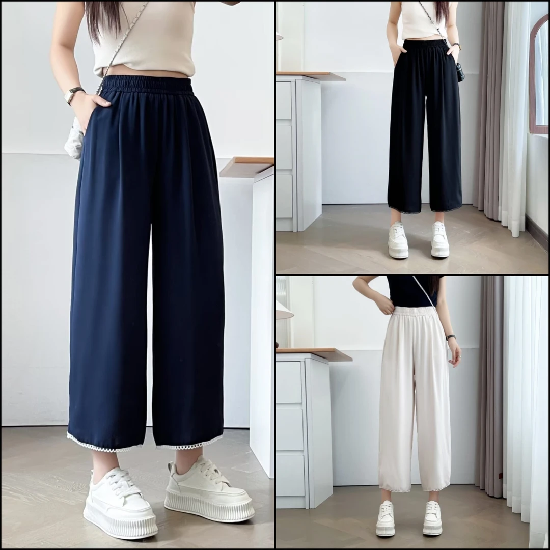 HUIZHIMEI/绘智美大码夏季薄款宽松显瘦凉凉感直筒九分裤女休闲裤