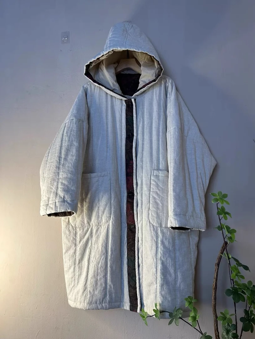2433连帽炒色亚麻棉服
