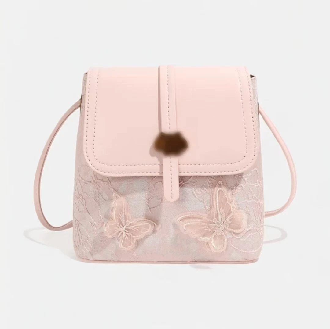 水桶包朋克风耐刮手工磁扣斜挎包夏季樱花高质感穿搭