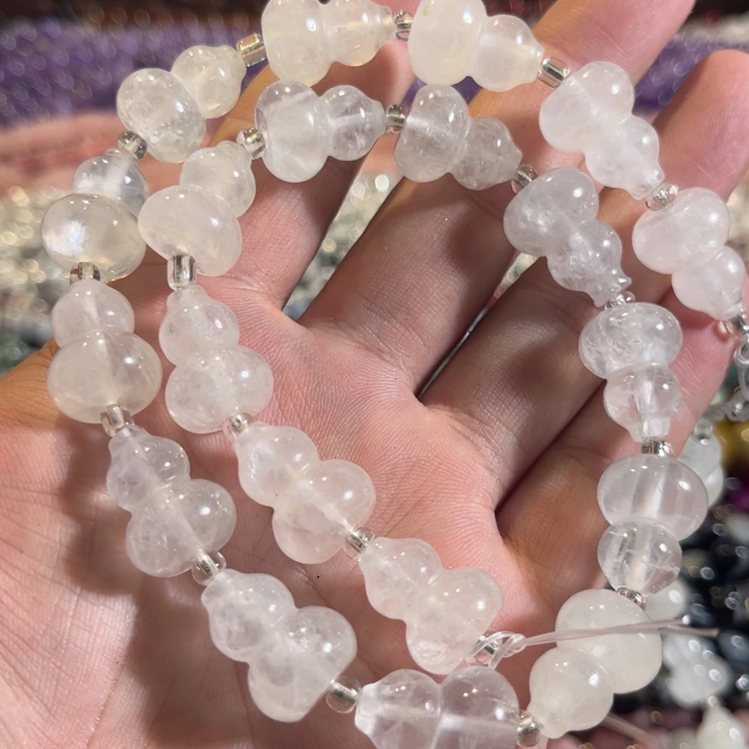 未镶嵌玛瑙/玉髓珠宝半成品白水晶葫芦一条14x18mm
