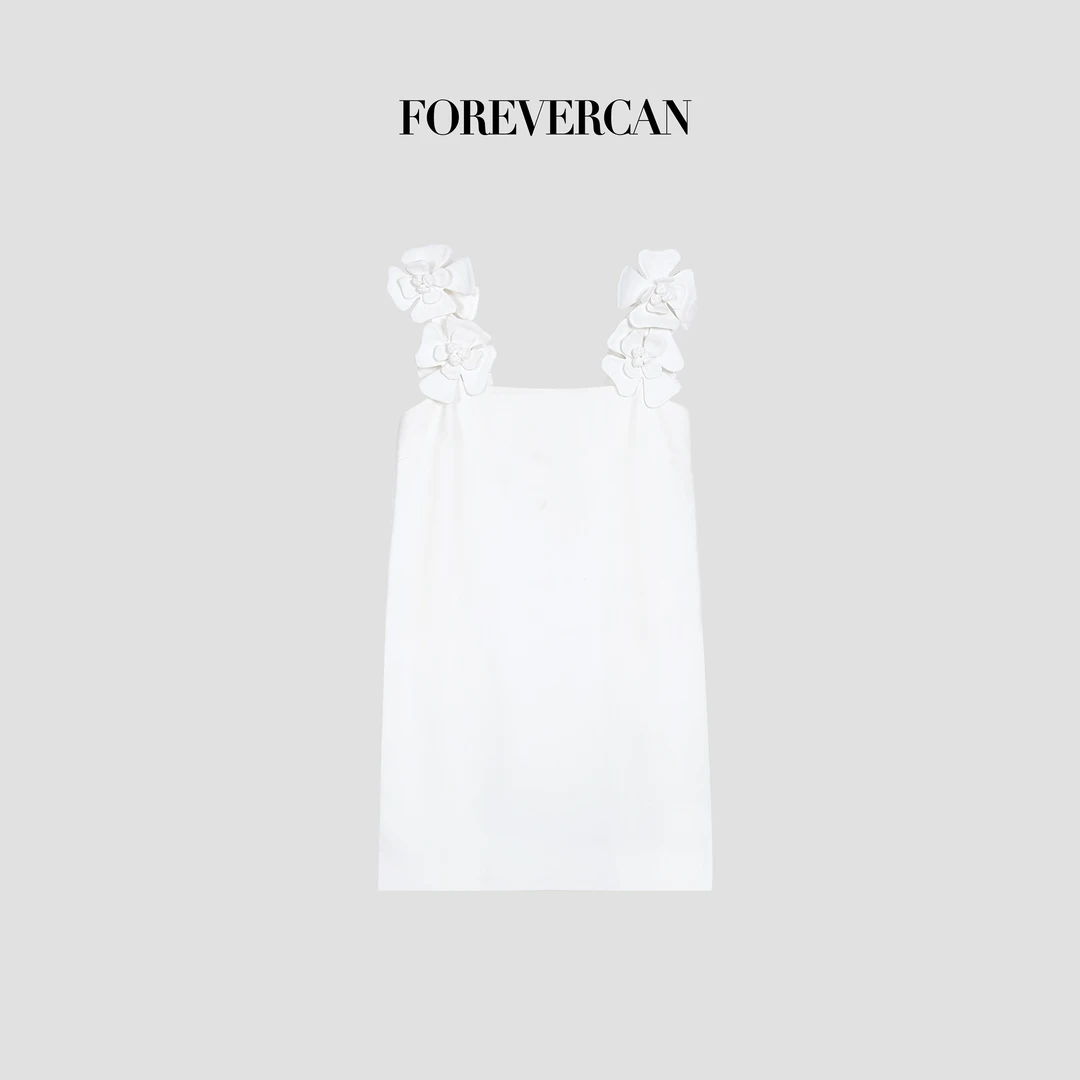 FOREVERCAN“罗马圣殿”V家24S立体花朵肩带吊带连衣裙 SD21390
