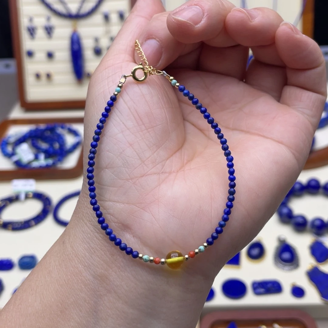 未镶嵌青金石手链2mm设计不做证书