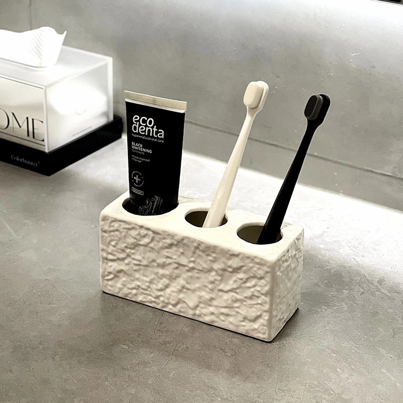 牙刷架轻奢浴室台面电动牙刷牙膏陶瓷置物架卫生间洗漱台收纳架