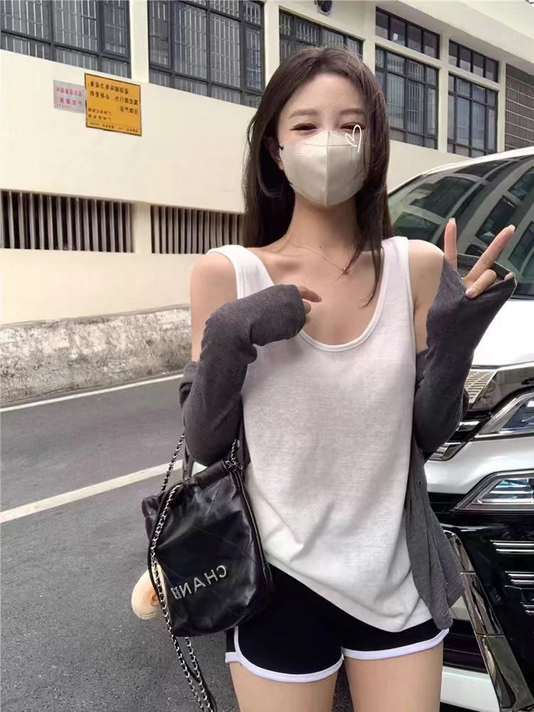 美式辣妹吊带背心女 新款夏外穿美背宽松棉t慵懒风遮pp无袖上衣女