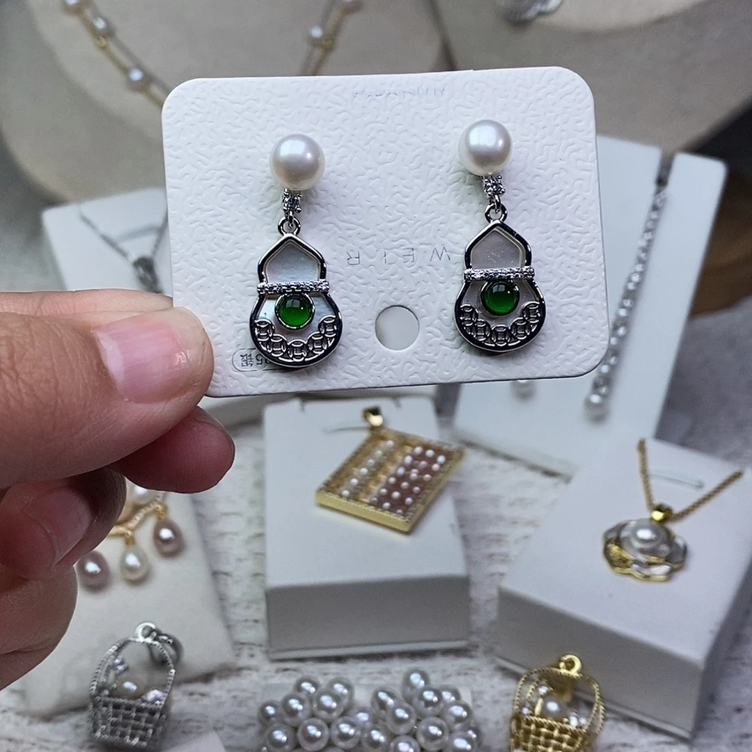 耳饰淡水珍珠银S925镶嵌