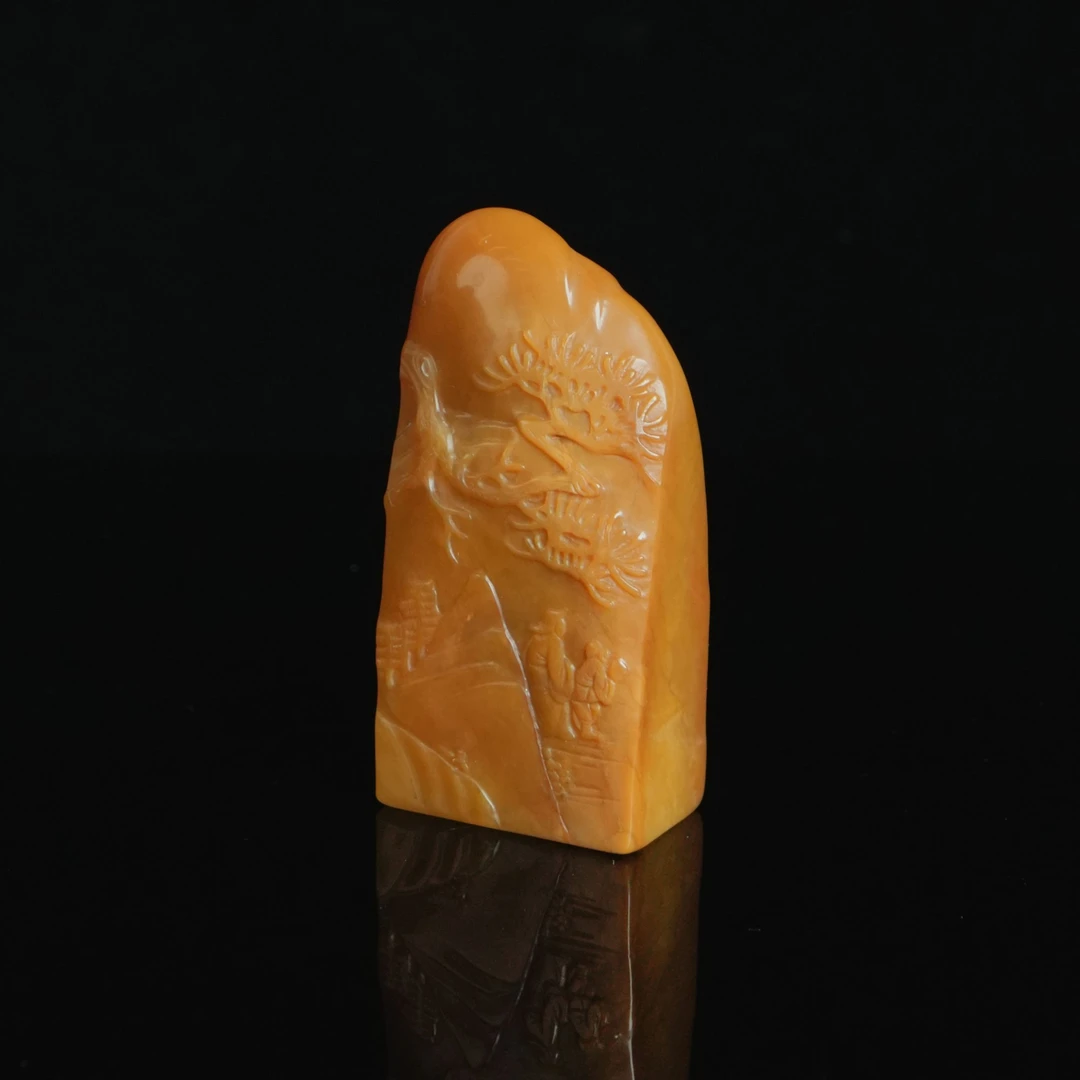 DY-C1516 寿山 田黄石携琴访友印章 31*18*63mm73.44g