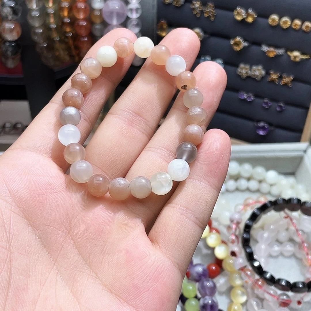 未镶嵌手链烟晶卡8彩月光