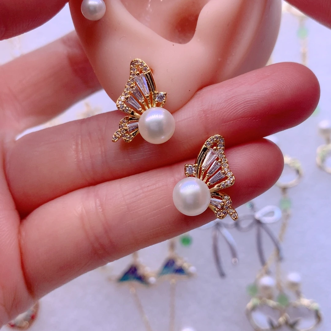 淡水珍珠耳饰合金