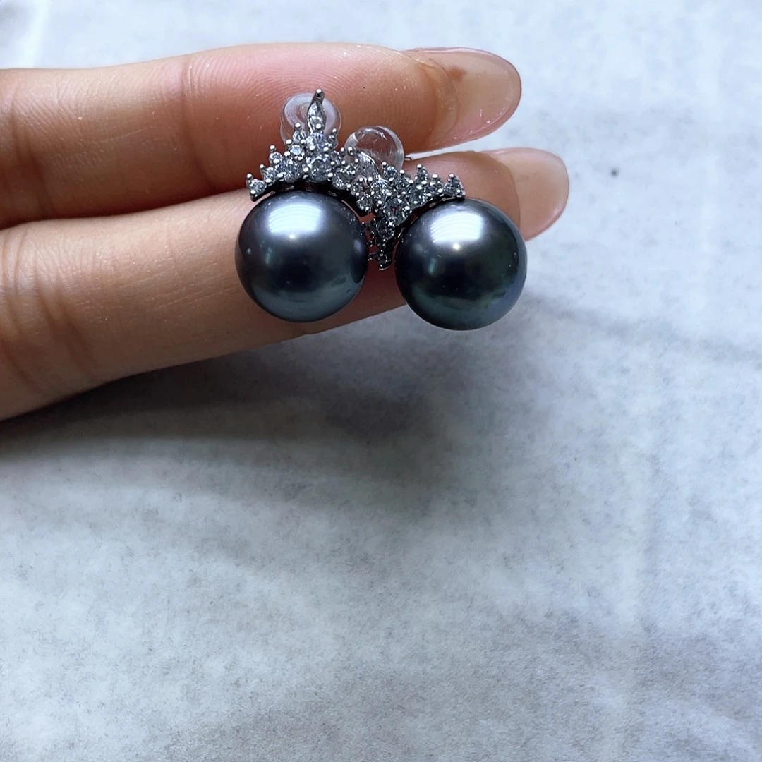 海水珍珠耳饰银S925镶嵌