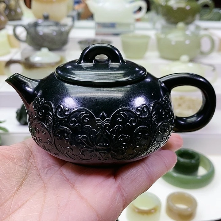 和田玉未镶嵌挂件茶壶180m l