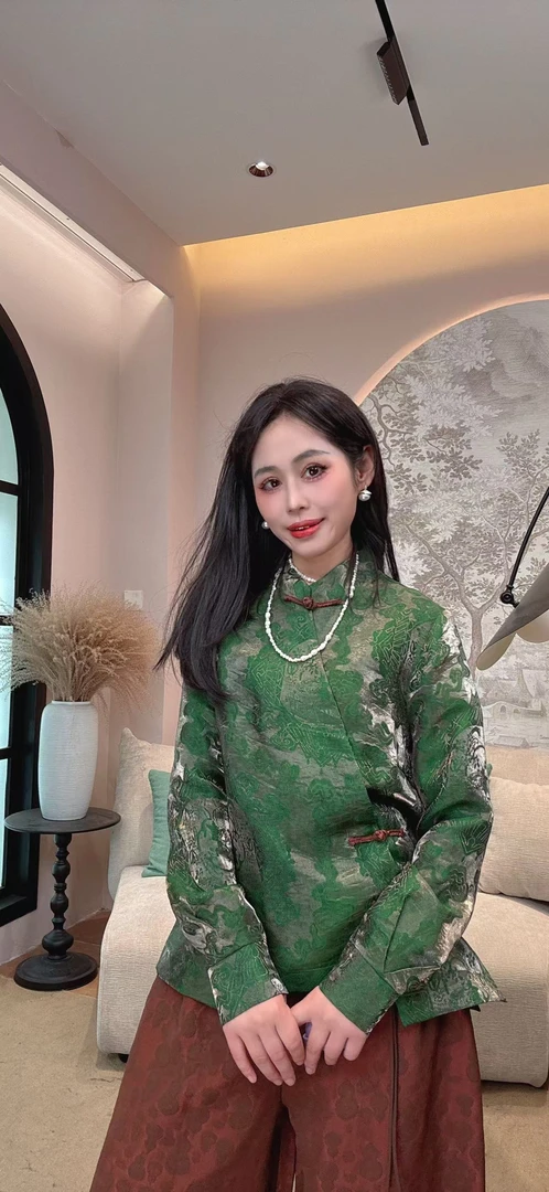 【禾禾家】“图腾”秋季新款新中式气质斜襟女士上衣96202