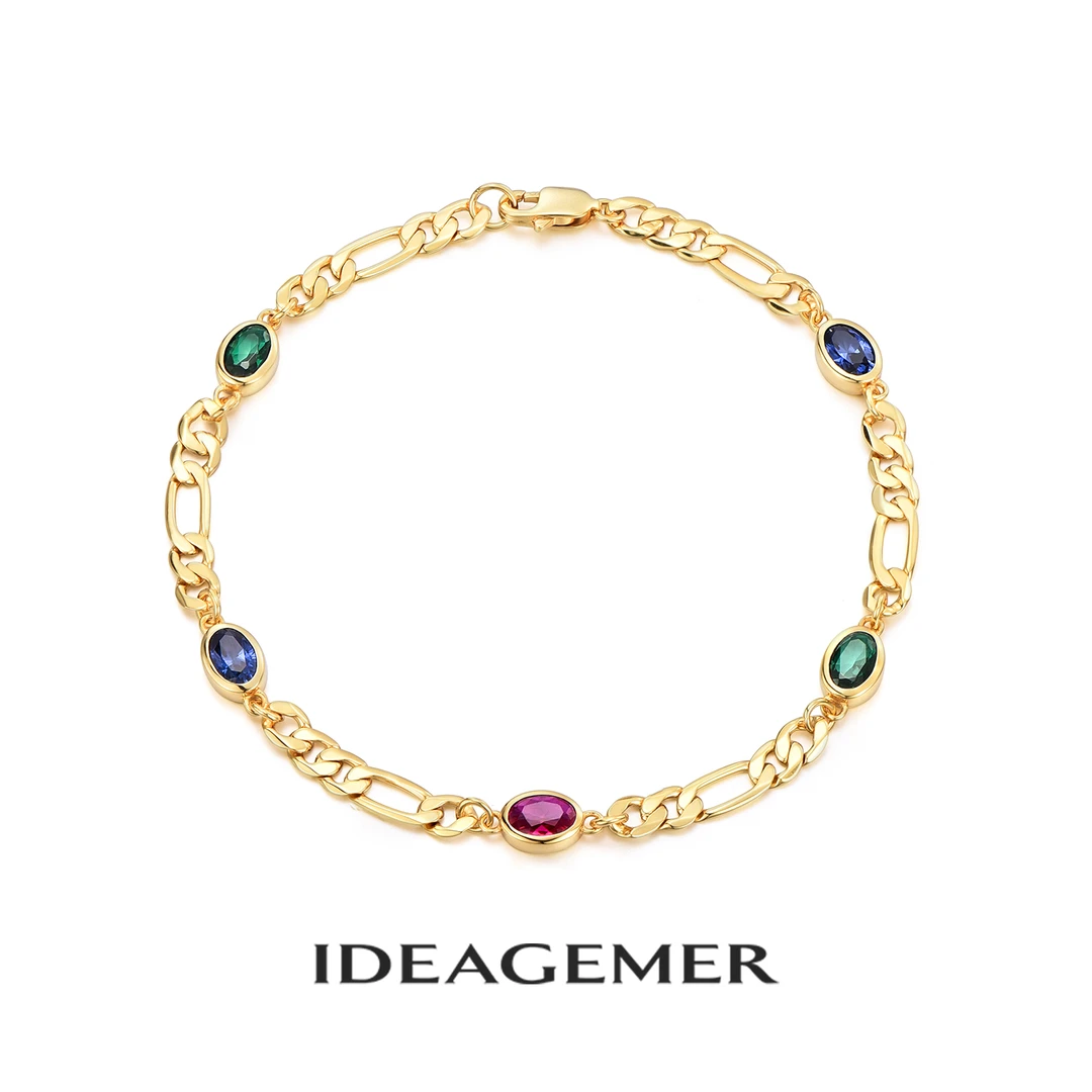 ideagemer 925银手链  纯银镀白金色手链男士宝石高级感小众