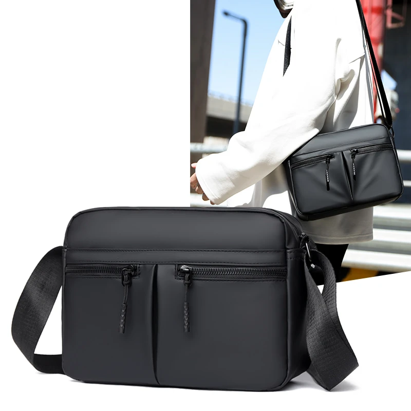 男士潮流单肩包百搭简约斜挎包出行便捷防水小方包