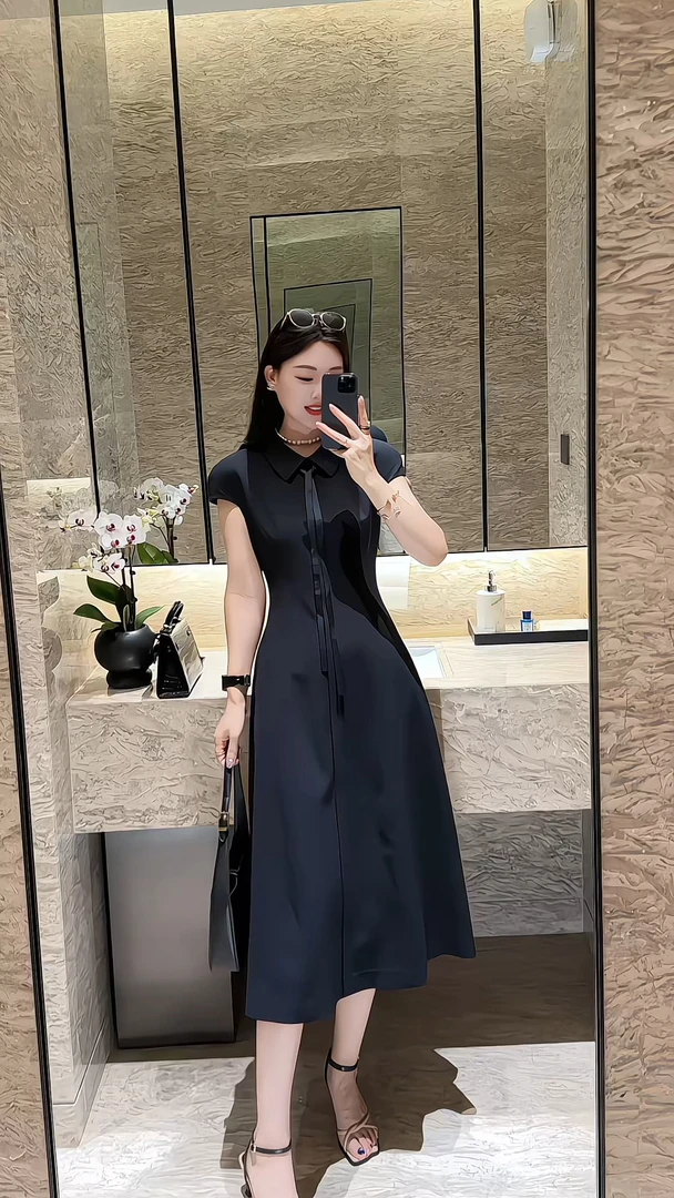 岁言suiyan赫本风法式高腰时尚气质名媛连衣裙女装精品夏季连衣裙