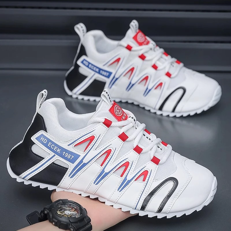 法沙尼亚夏季新款厚底增高条纹时尚网面透气耐磨系带百搭运动鞋男