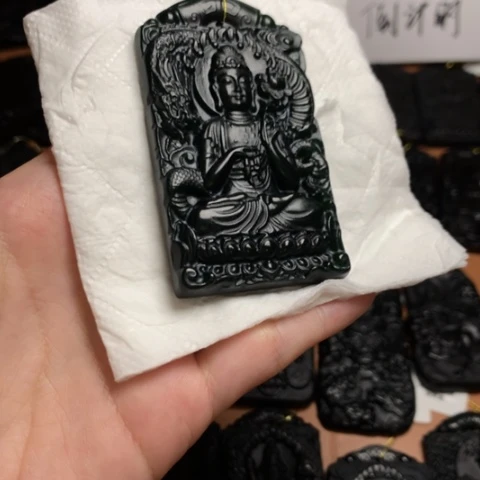 钟*天然缅甸a货钢琴黑挂件