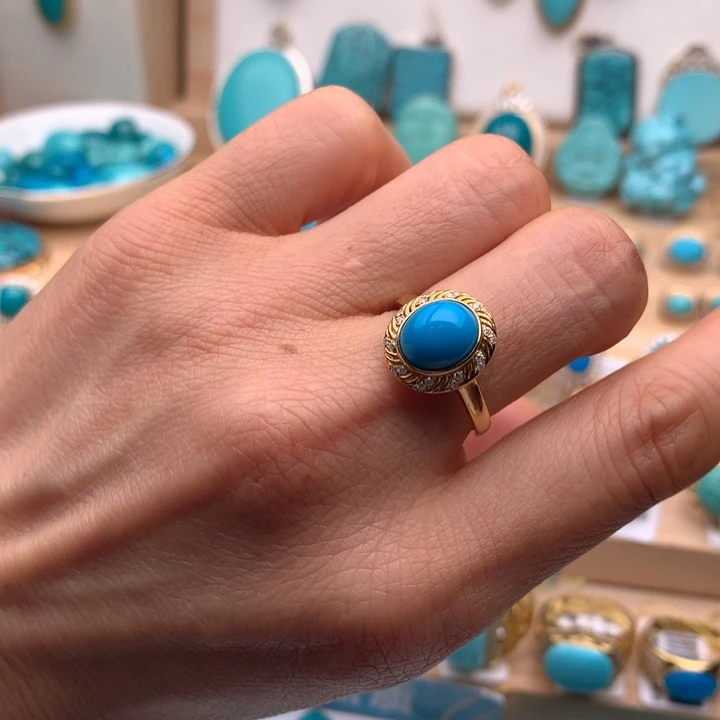 绿松石18K金镶嵌珠宝奇石