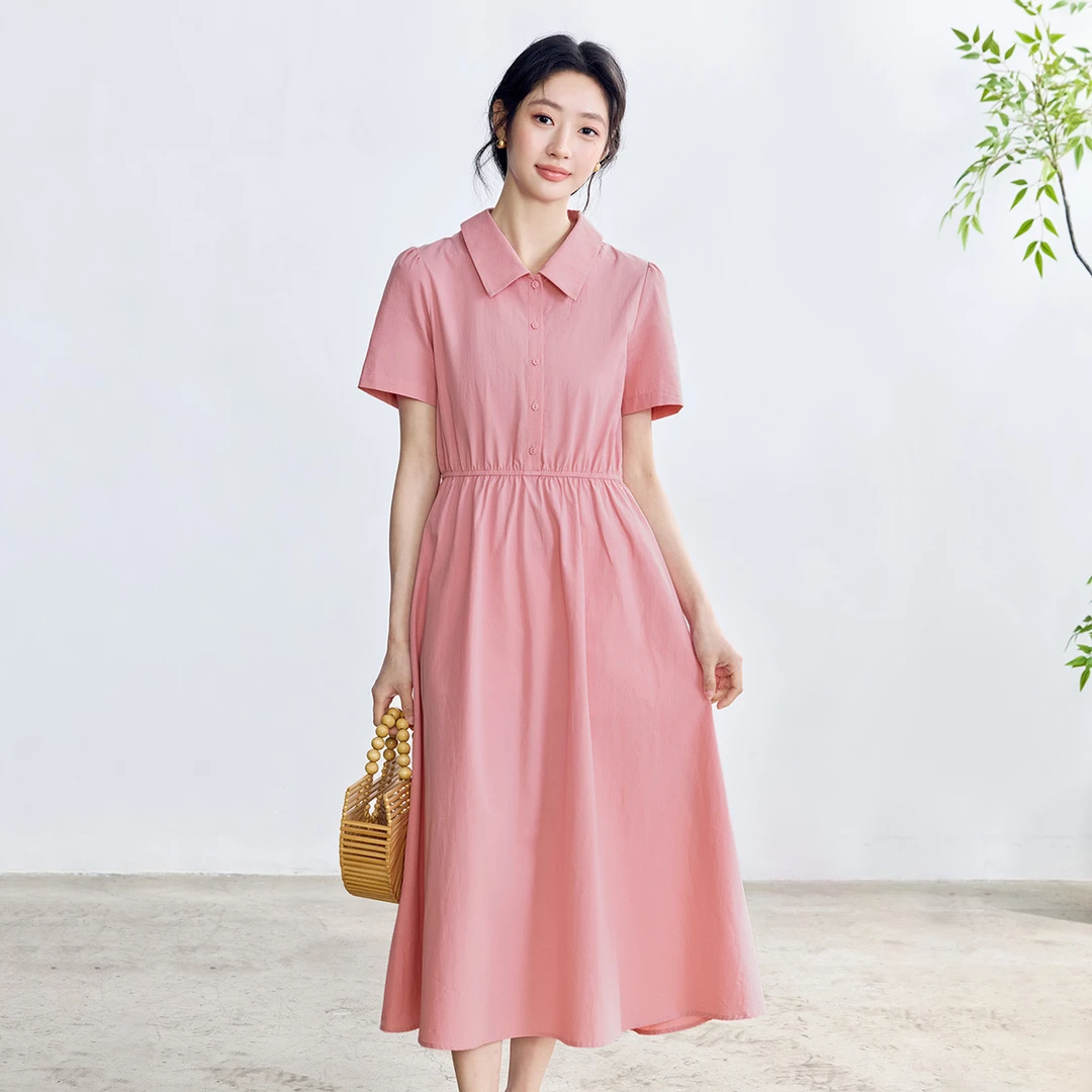 欧若风松弛感衬衫连衣裙2025夏季通勤气质简约高级感A字裙子
