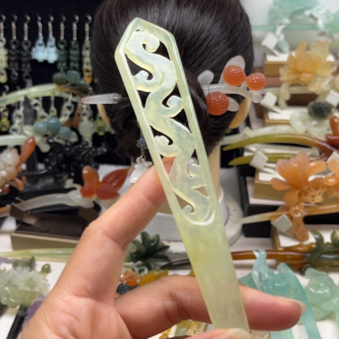 蛇纹石玉合金发簪