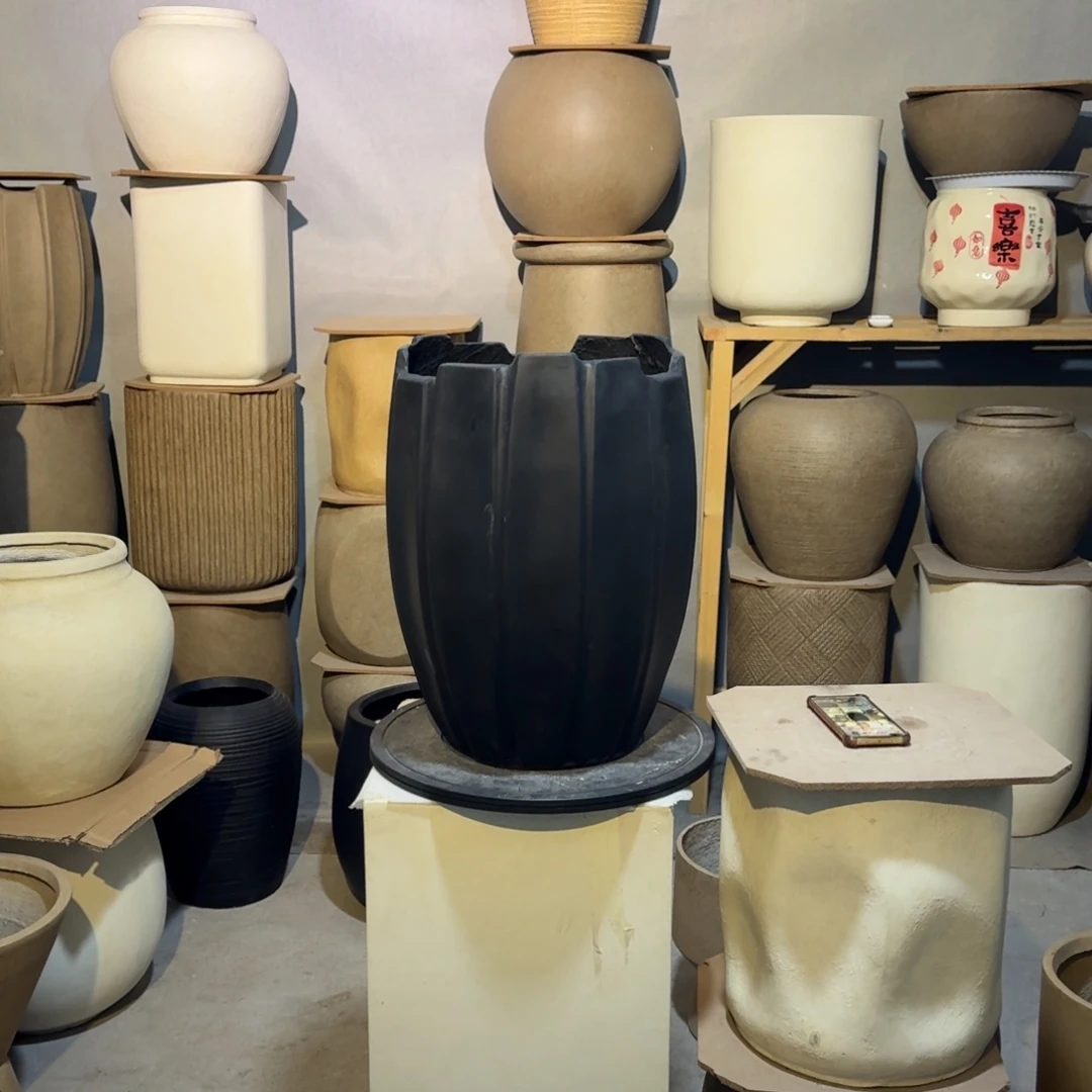 复合镁泥材质花边花盆