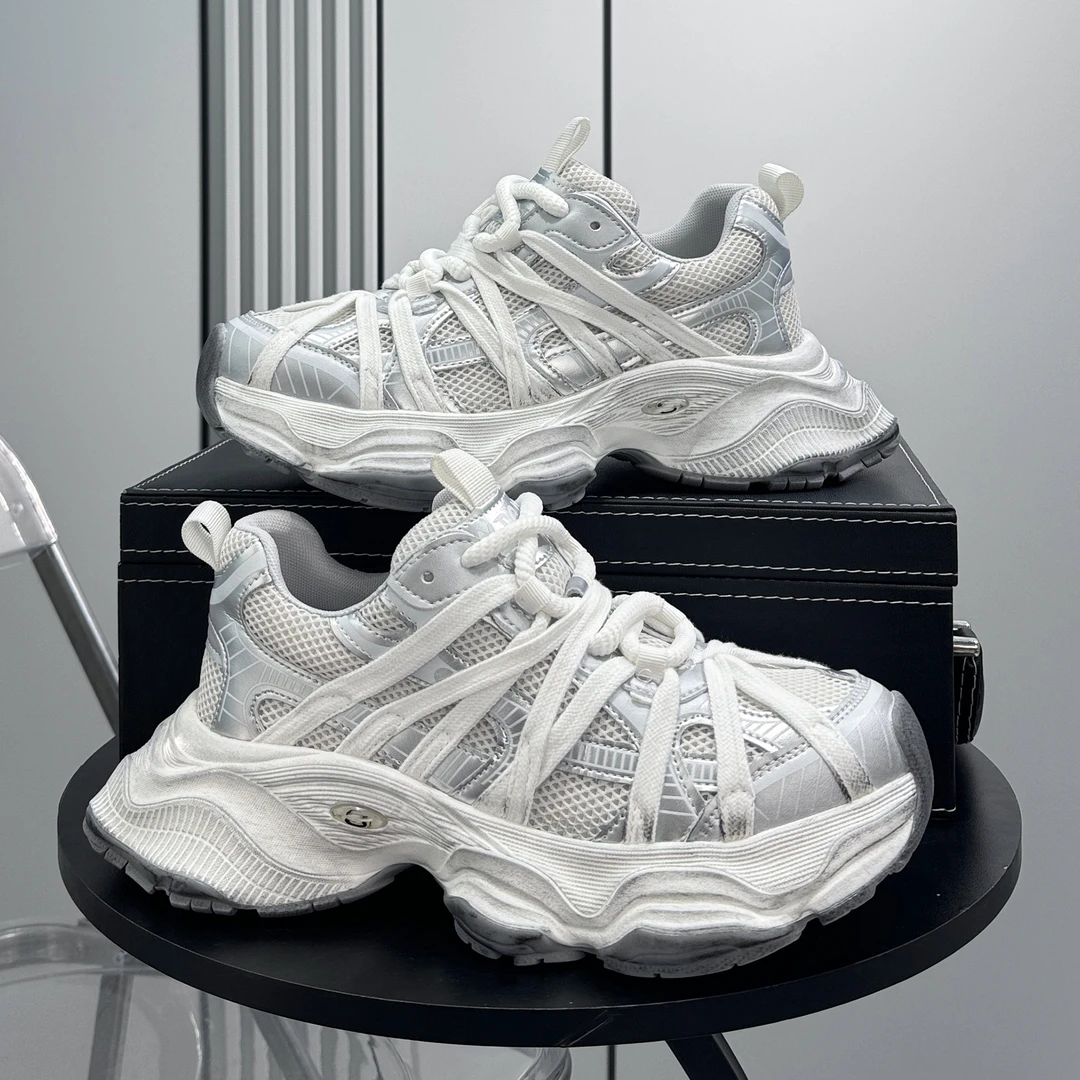 okkdey老爹鞋男网面透气休闲鞋厚底内增高运动男士痞帅夏天鞋子