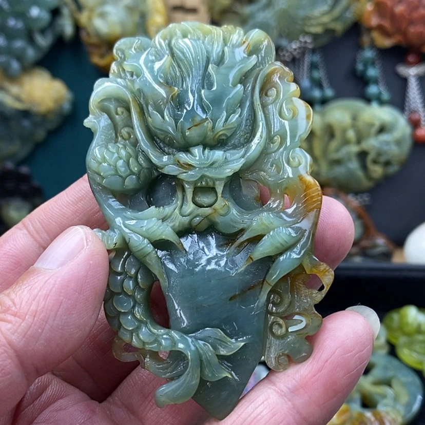 【闪购商品】银S925镶嵌蛇纹石玉吊坠
