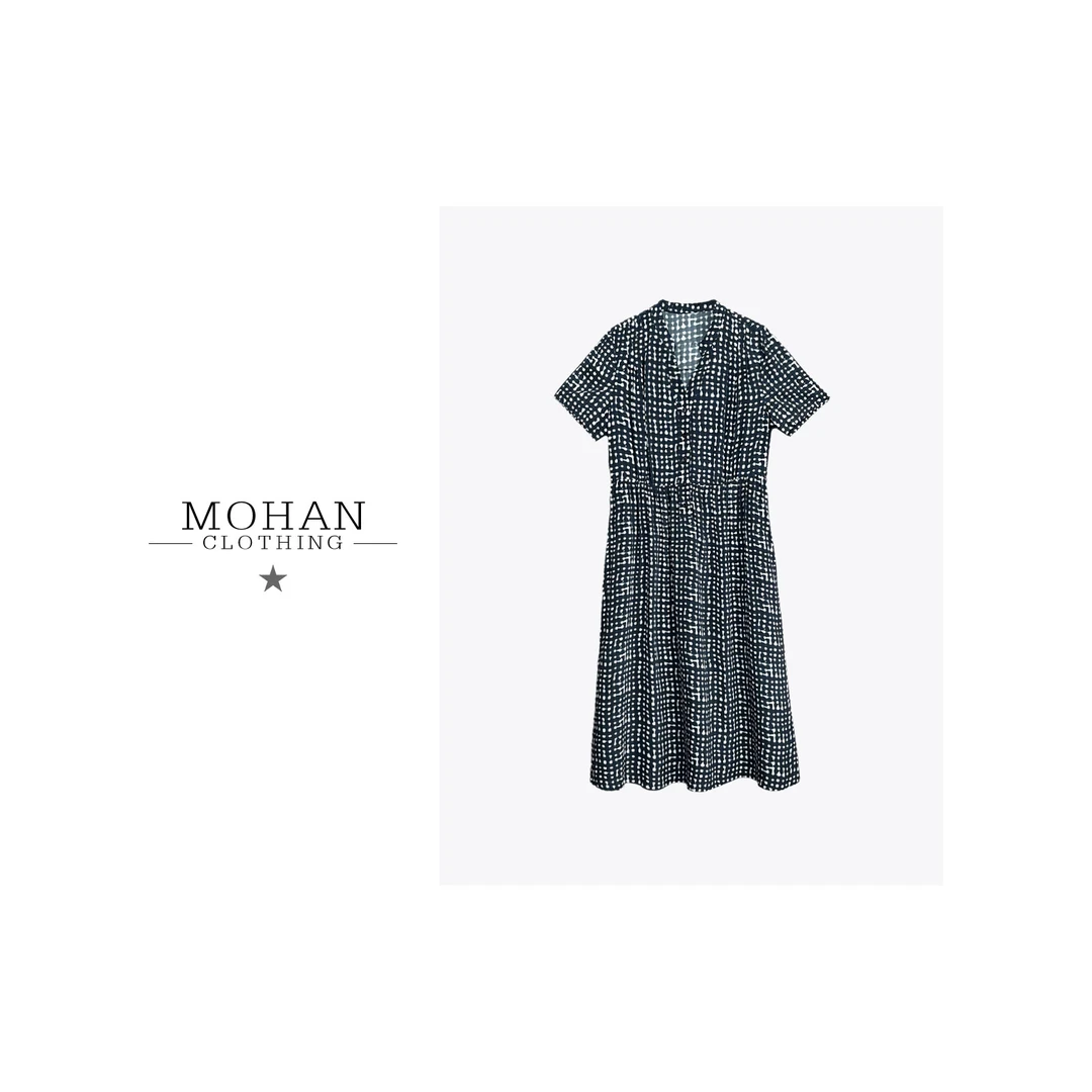 CLOTHING/墨含高奢时尚潮流气质优雅百搭桑蚕丝连衣裙WLL3087-1