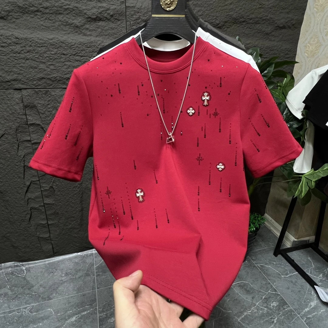 T恤圆领短袖情侣厚款上衣休闲精神小伙男装夏季半袖宽松网红