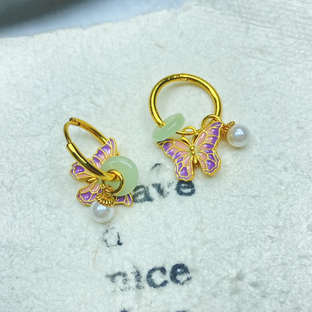 耳饰 YG黄色蝴蝶珠珠耳环多样性发一件46284