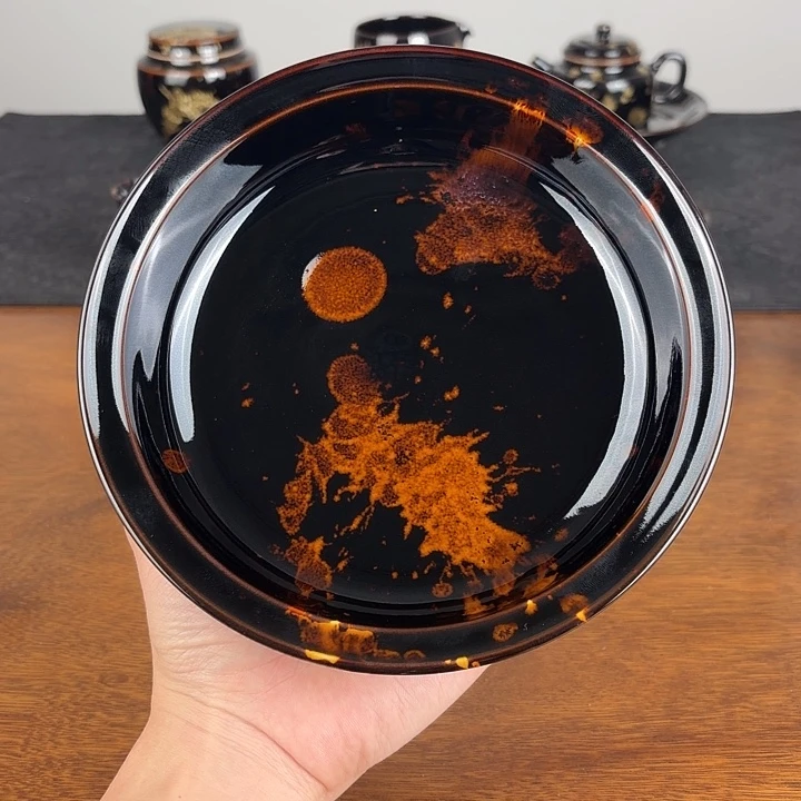 瓷玳瑁釉深腹大壶承