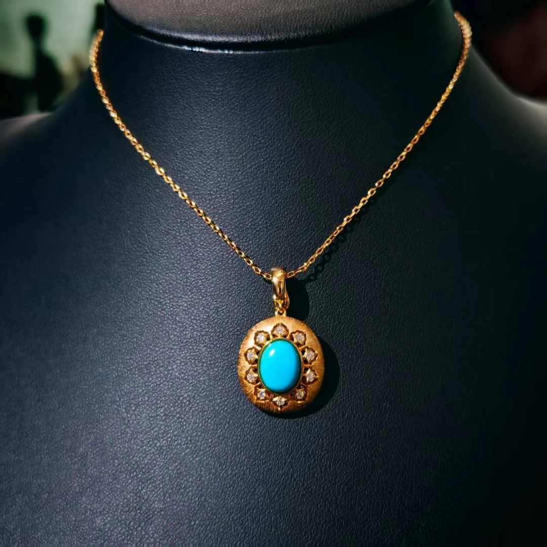 【珺笙珠宝】原矿高瓷绿松石蛋面吊坠S50021062001