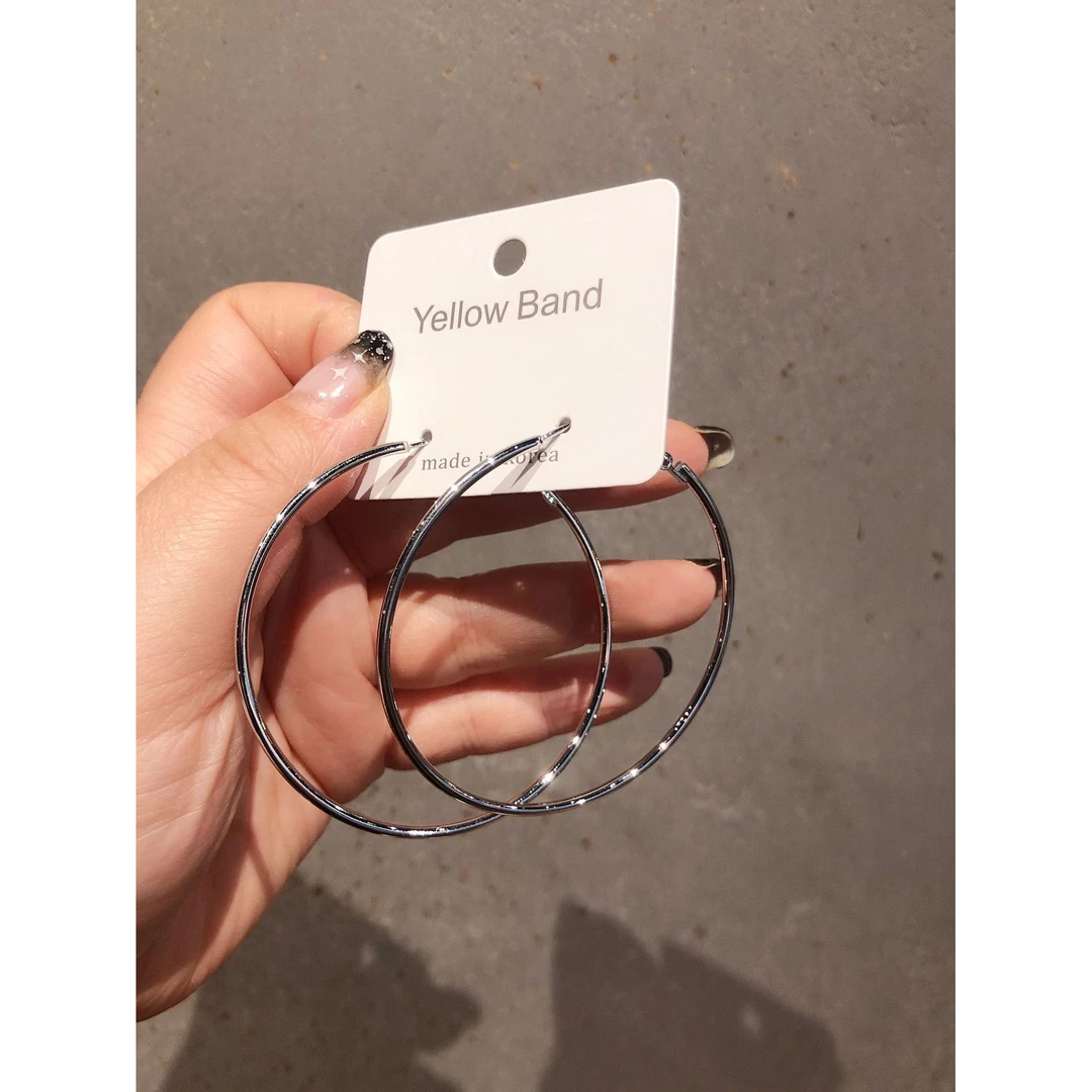 925银针金属耳环欧美高级感耳圈夸张个性气质大圈耳扣