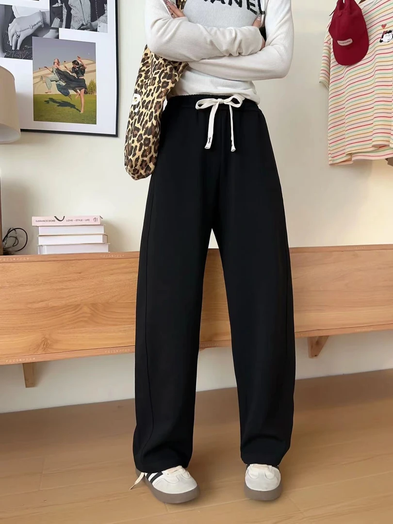 132搓澡巾女式休闲百搭垂感直筒显瘦长裤