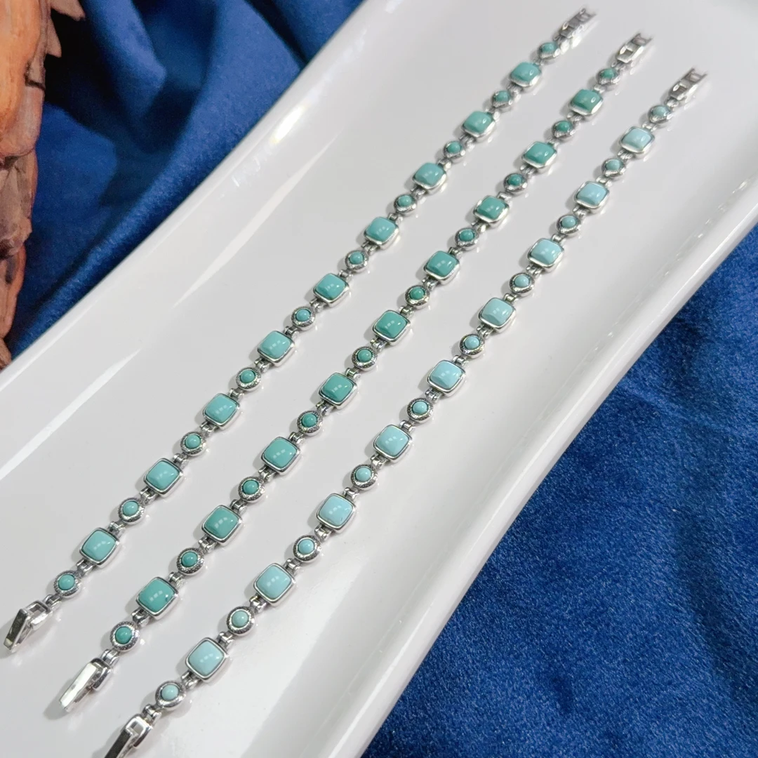 【伟伟鉴定】绿松石 银镶 手链 （15.5 以内手围）多样性发货发一件