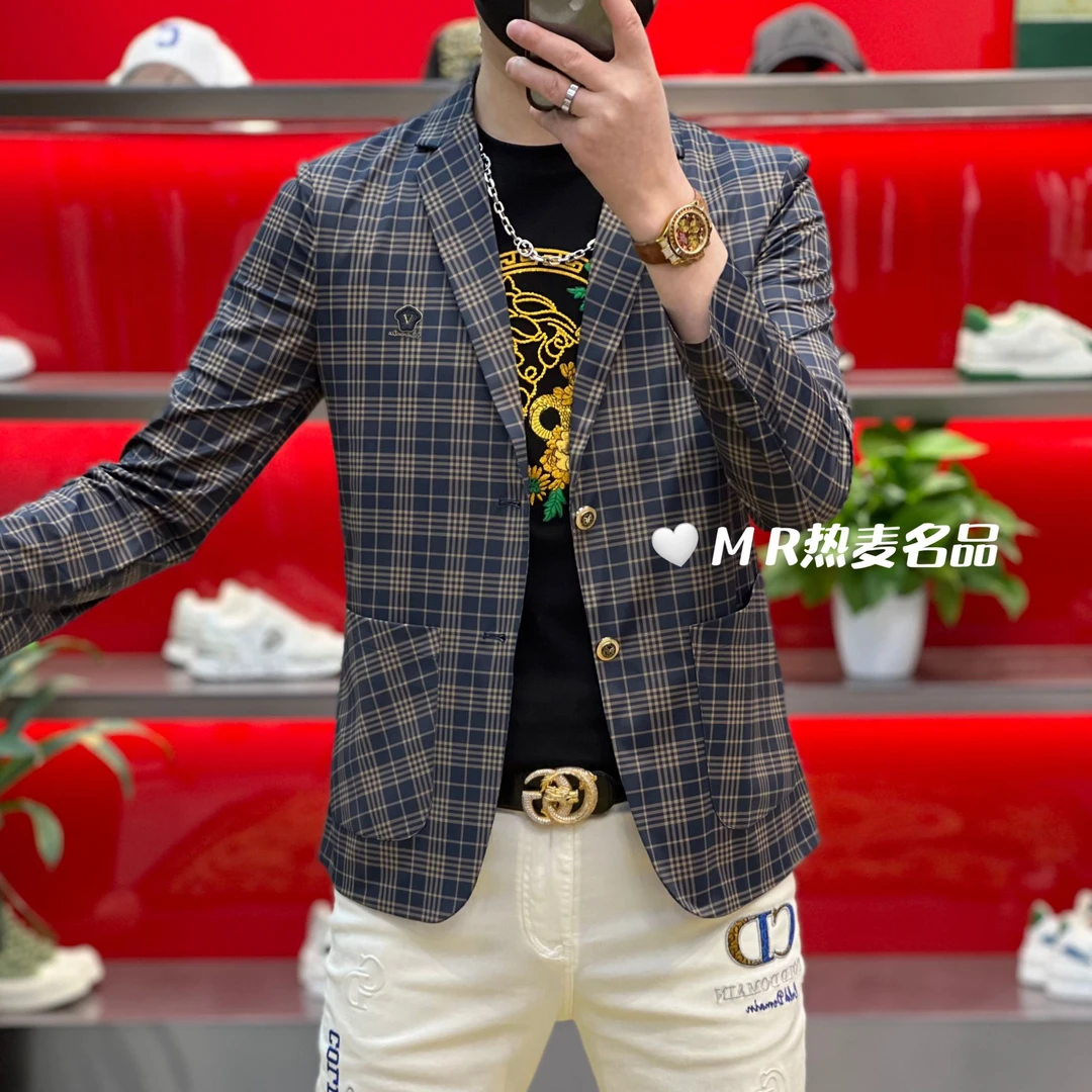 【热麦甄选】春夏格纹西装美人25款 男士修身高端弹力休闲西装外套