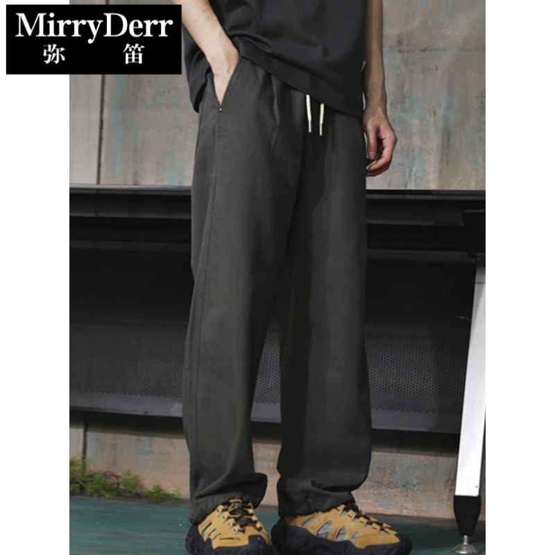 2025新款秋款微阔腿直筒裤男休闲裤宽松美式伞兵潮款深灰男裤子