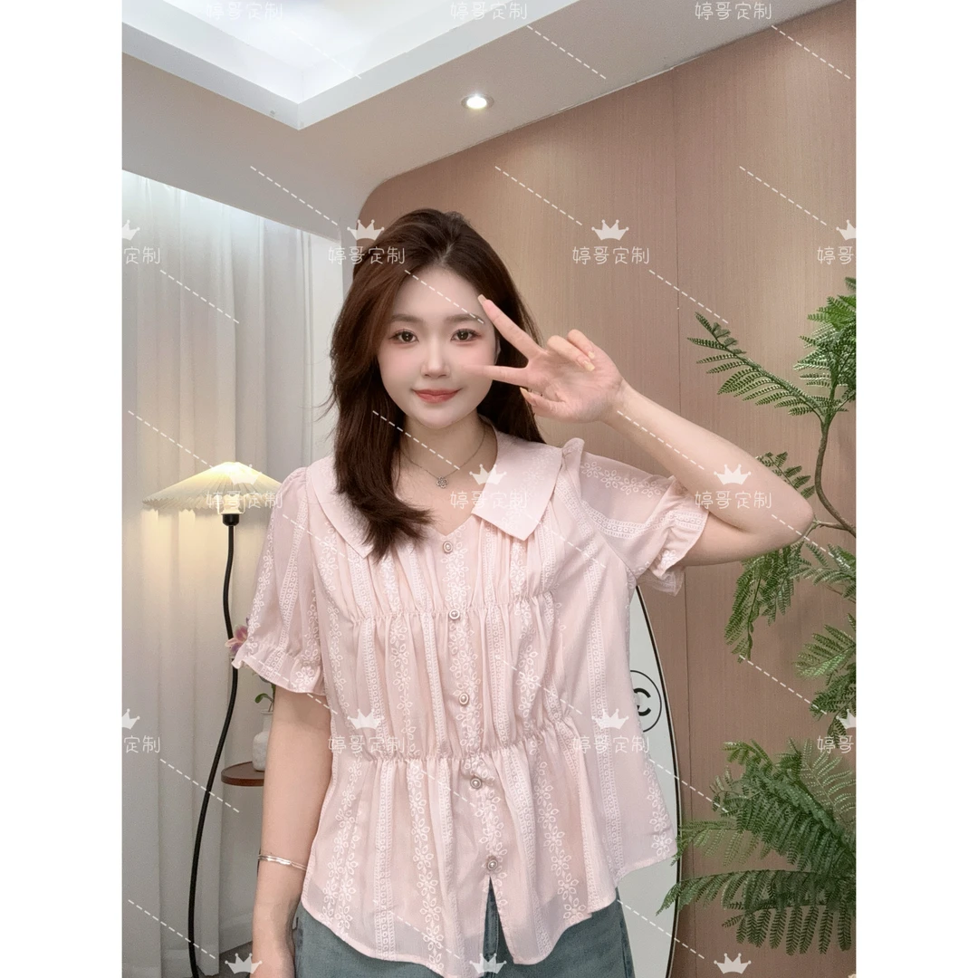 【现货 婷哥定制 盛夏茉莉】夏季温柔风设计感短袖上衣TGW41559