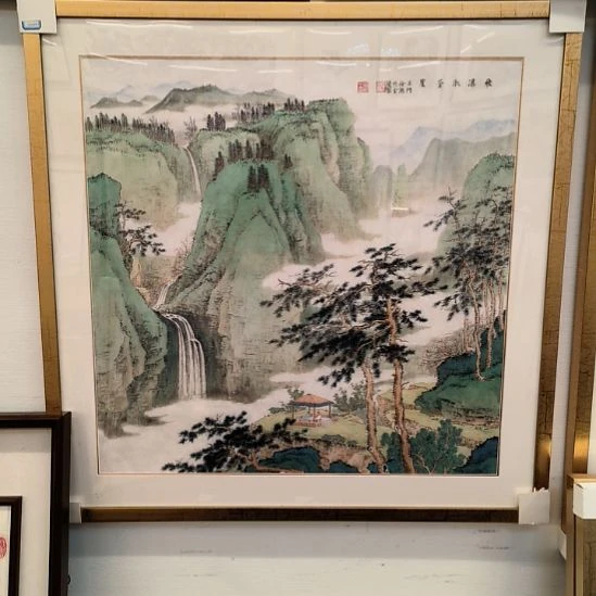 国画山水画作精品带框发