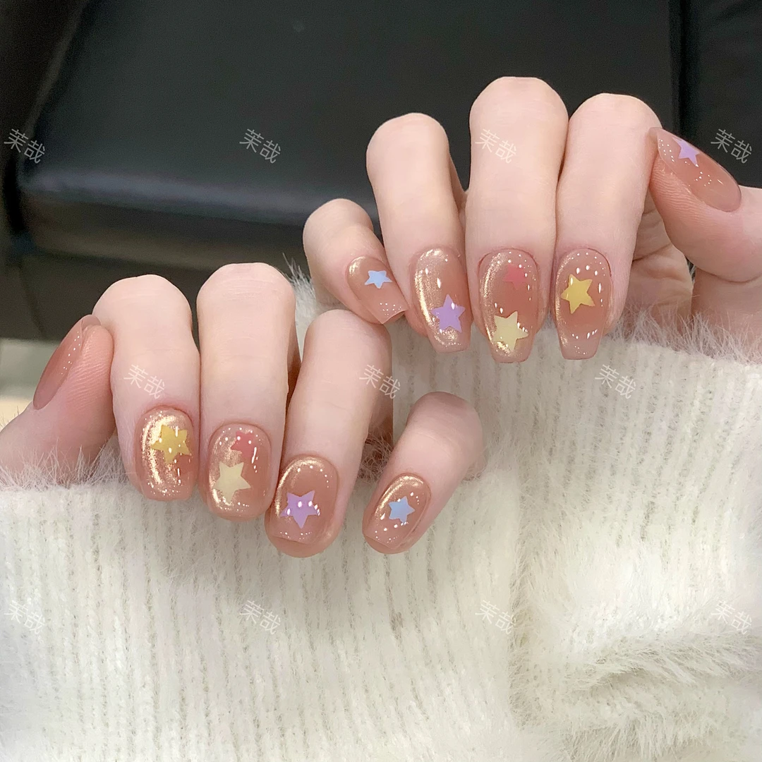 茉哉现货【星糖梦境】纯手工定制美甲拆卸穿戴甲A4128