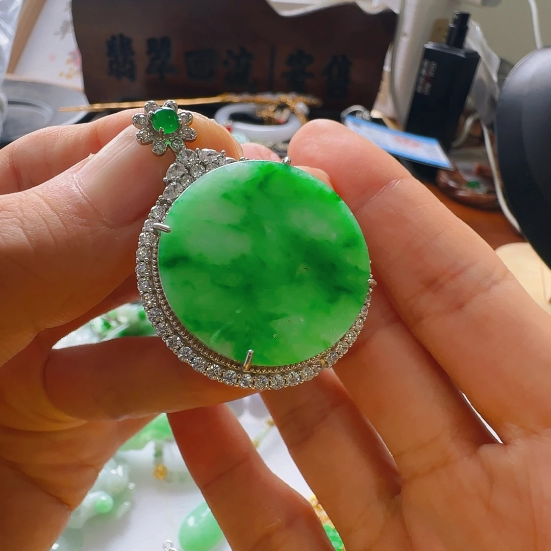 翡翠银S925镶嵌颈饰翡翠880