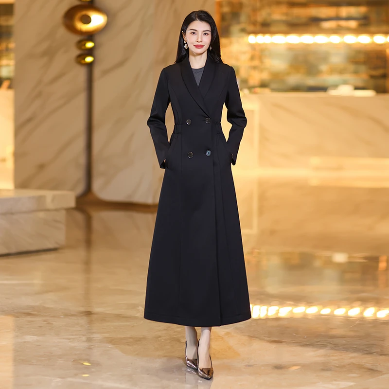 时尚气质长款风衣黑色显瘦收腰2025春秋新款高级感时尚潮外套女