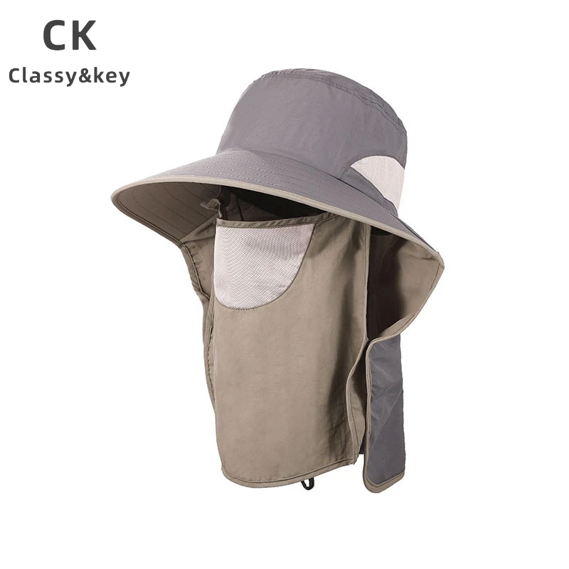 Classy key新加坡设计师联名款户外钓鱼帽遮脸防紫外线渔夫帽子男