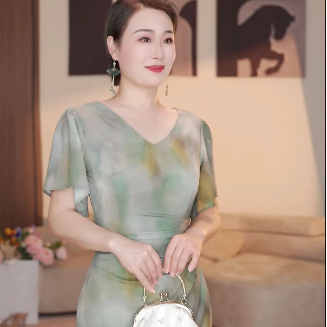 【明镐姐姐】渲染夏季新款法式收腰显瘦直筒连衣裙-CY352