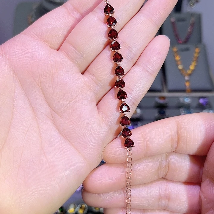 手链银S925镶嵌石榴石