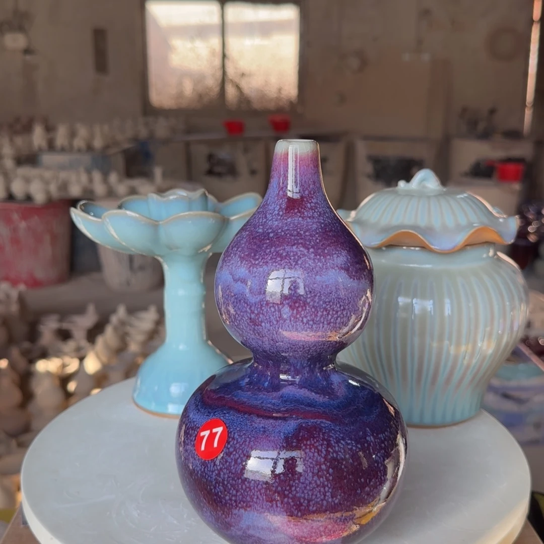 摆件瓷郑家钧窑摆件微瑕