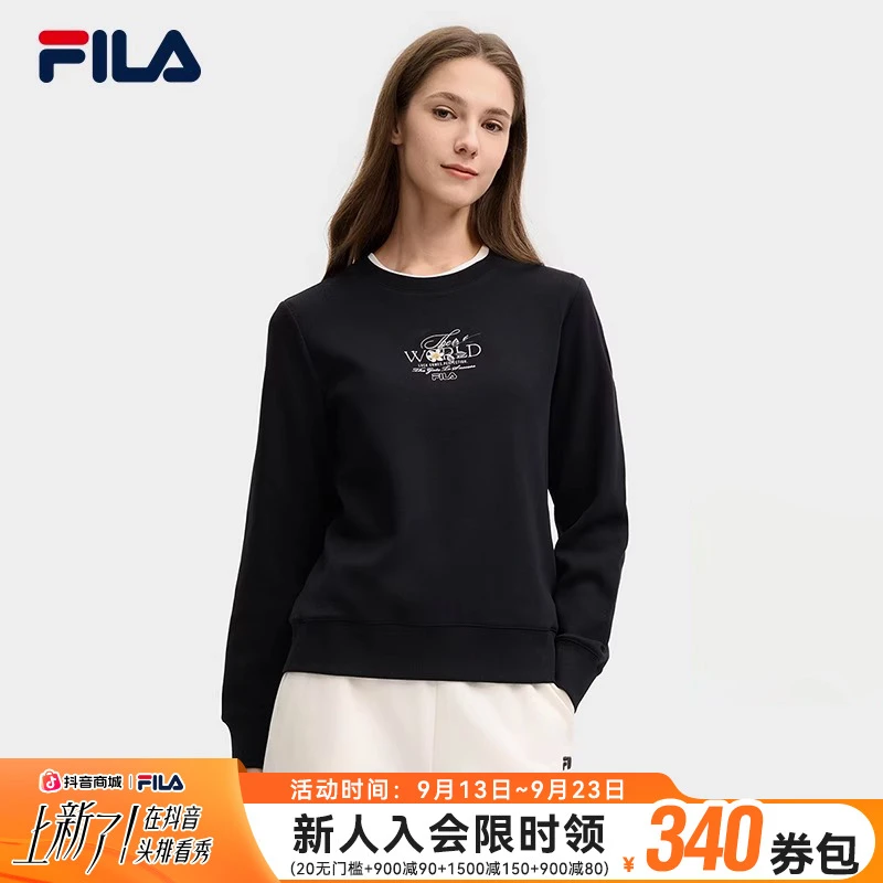 FILA斐乐女装2025新款时尚休闲舒适基础针织长袖上衣F11W518209F