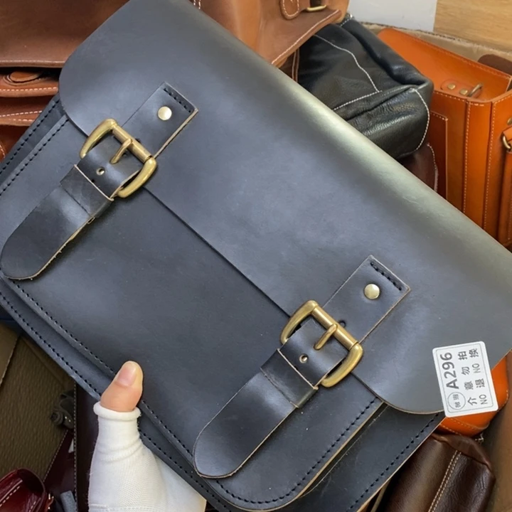 头层牛皮瑕疵单肩包男款大号