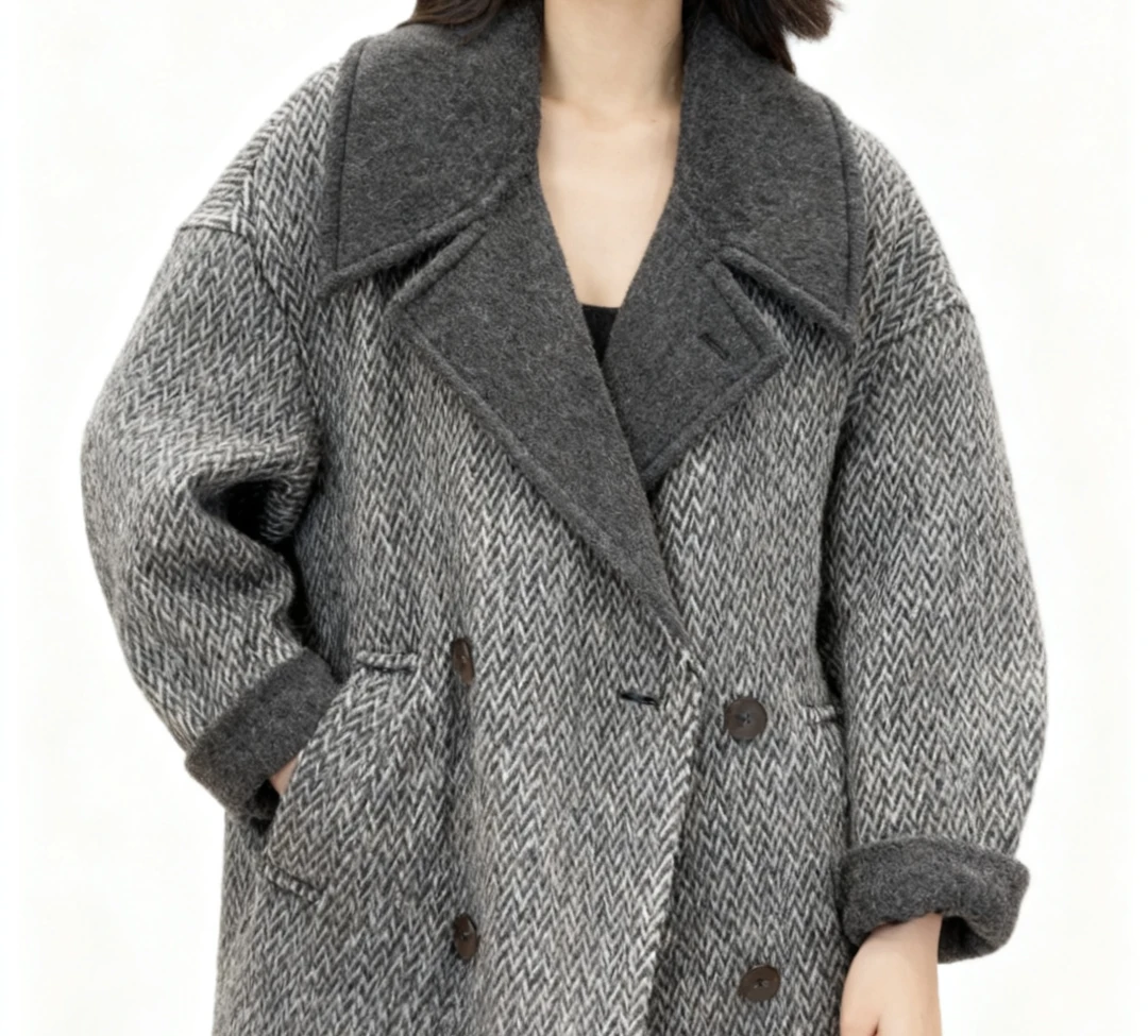 125羊毛大衣时尚长款双排扣外套