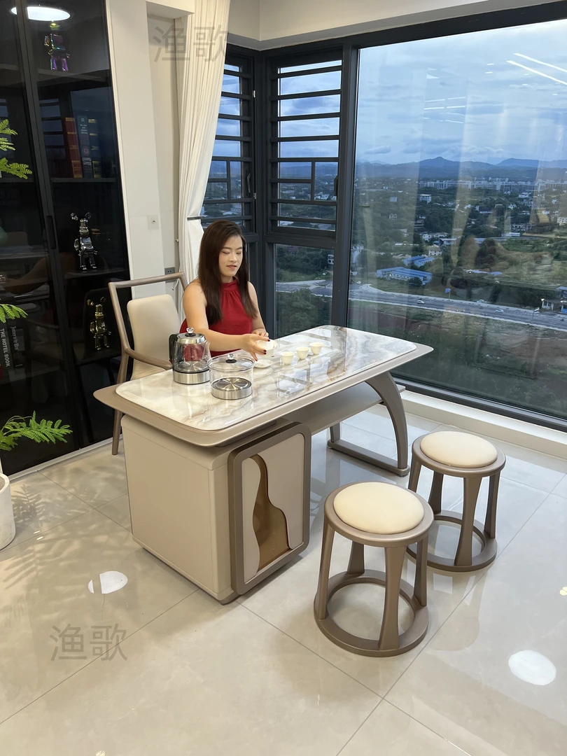 阳台茶桌椅组合实木茶台桌现代简约轻奢茶桌茶台一整套1.4米