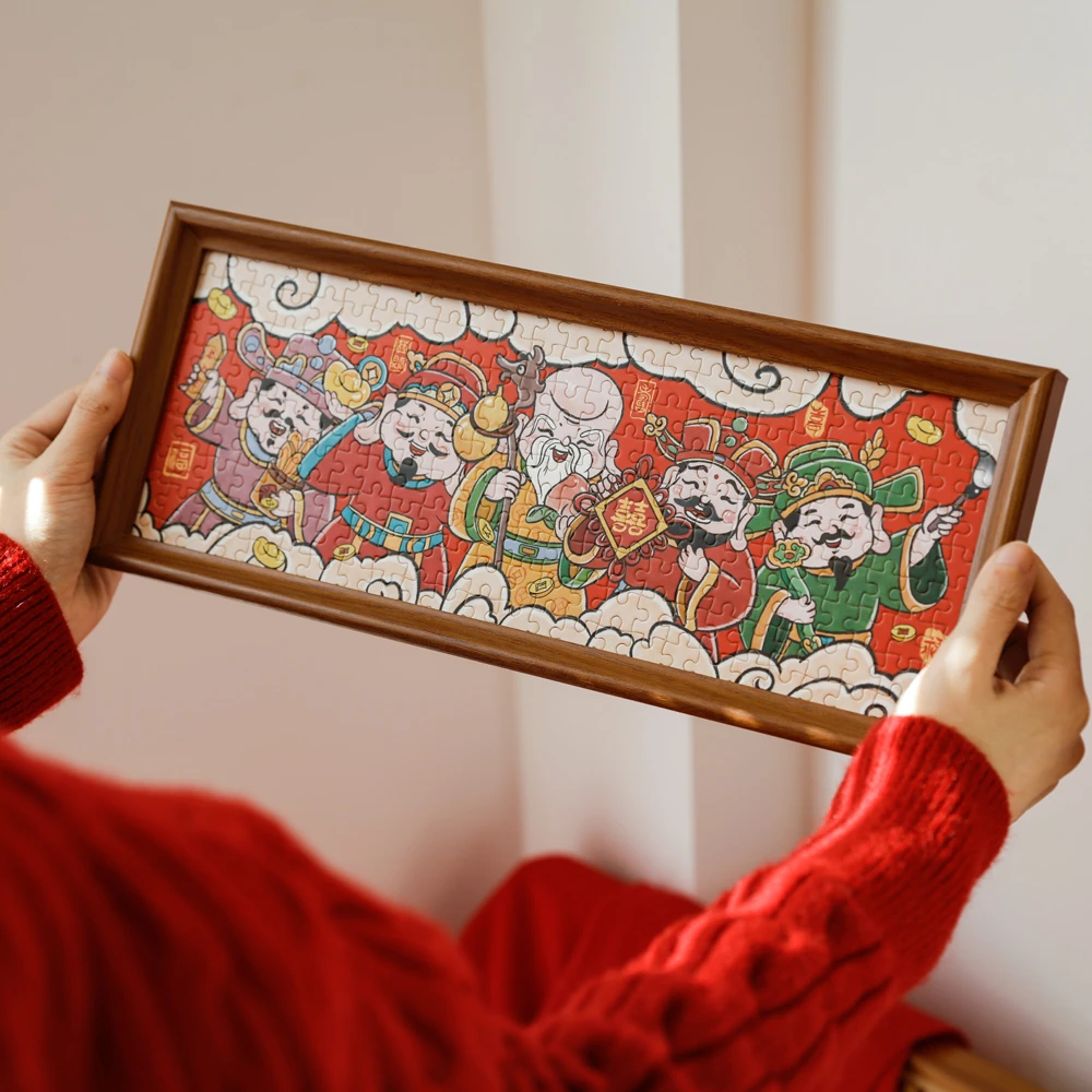 新年跨年手工diy礼物五福临门拼图礼盒高颜值元旦桌面装饰大摆件